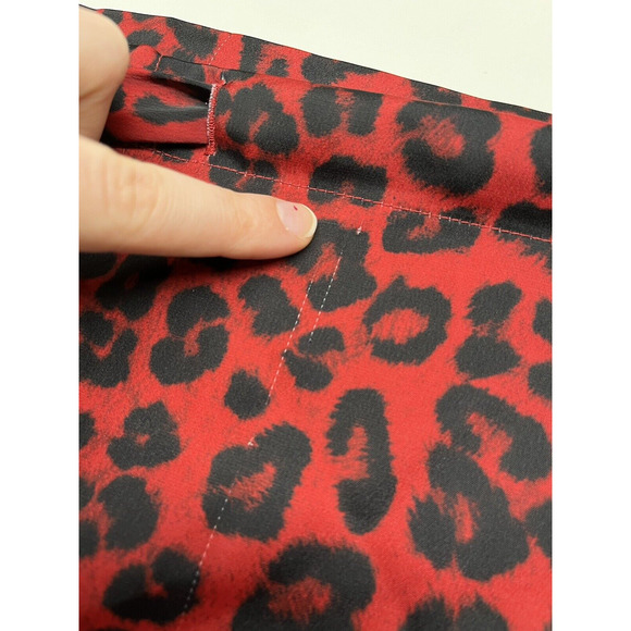 Good American Pajama Pants Large 3 Satin Drawstring Red Leopard Animal Stretch - Picture 13 of 16